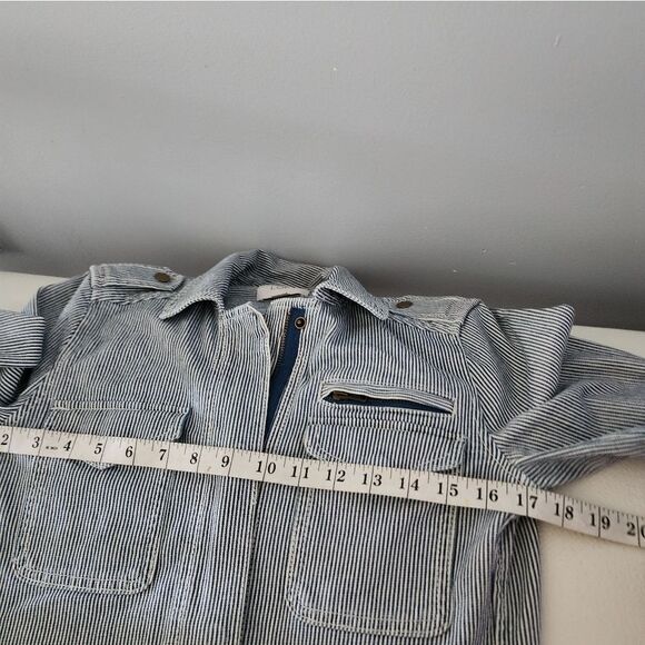 Ann Taylor Loft Blue White Railroad Striped Cargo Utility Jacket XS - Picture 6 of 7